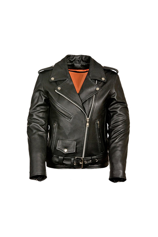 GOD WAS BORN IN BROOKLYN™ BIKER GENUINE LADIES LEATHER JACKET